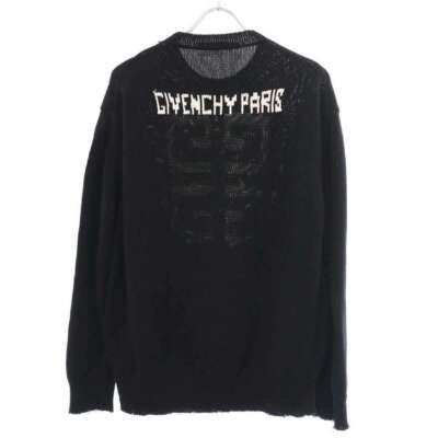 GIVENCHY 19AW Logo Jacquard Cotton Knit Sweater Black XS GIVENCHY 19AW Logo Jacquard Cotton Knit Sweater Black XS