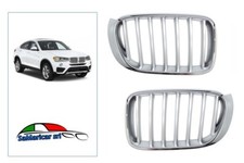 Set Gitter Motorhaube Chrom Mit Streifen Grau Anpassbar Für BMW X4 F26 01/2014-