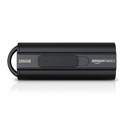Amazon Basics 256GB USB 3.1 Flash Drive High Speed Data Storage Black Memory