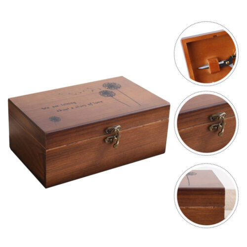  Petits articles conteneur bois massif boîte à coudre boîtes à bijoux gant - Photo 1 sur 12