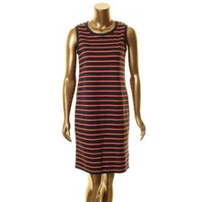 LAUREN RALPH LAUREN NEW Women's Shoulder-detail Striped T-Shirt Dress TEDO