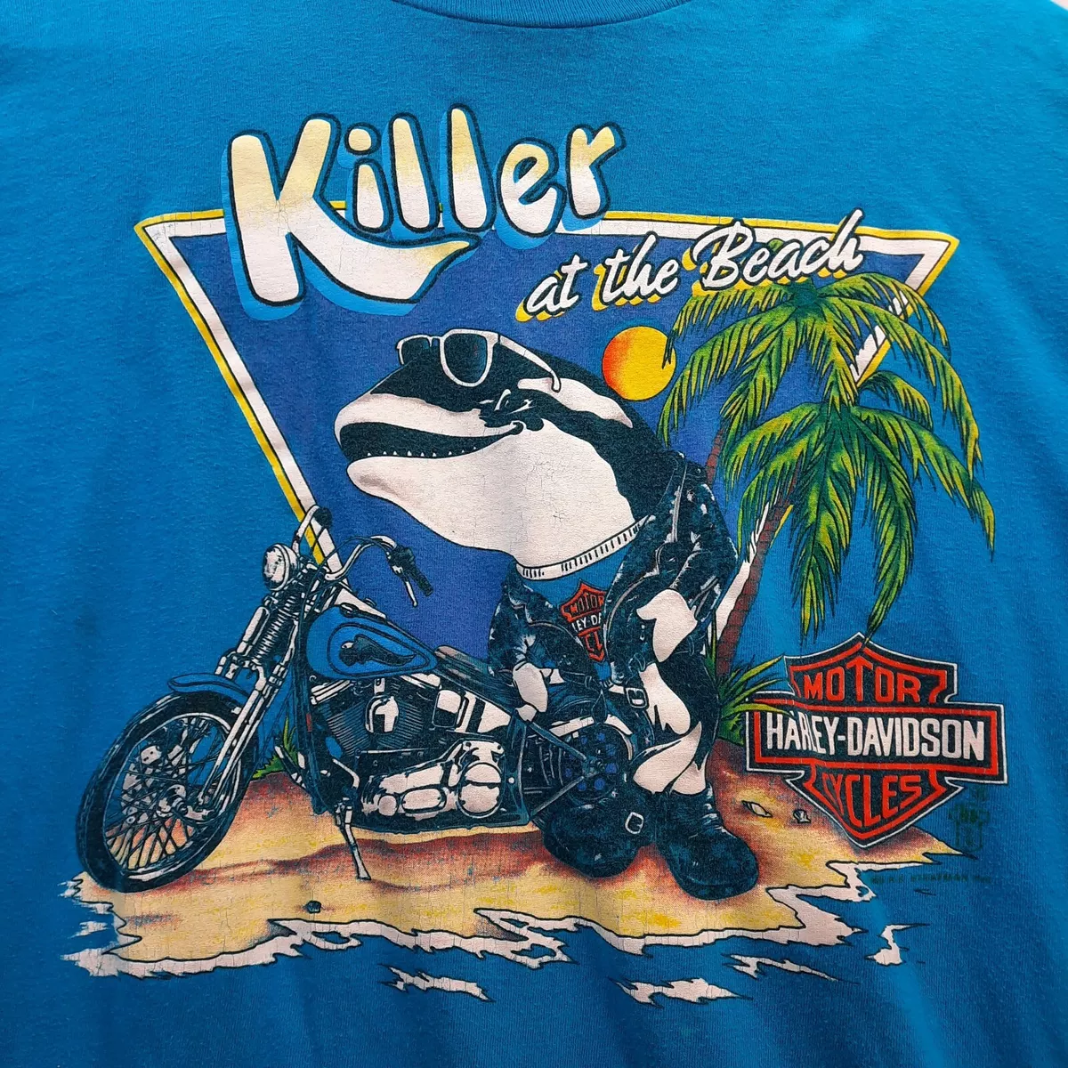 Vintage 80s Harley Davidson Orca Whale Maui Hawaii Ride the Big One T Shirt XL