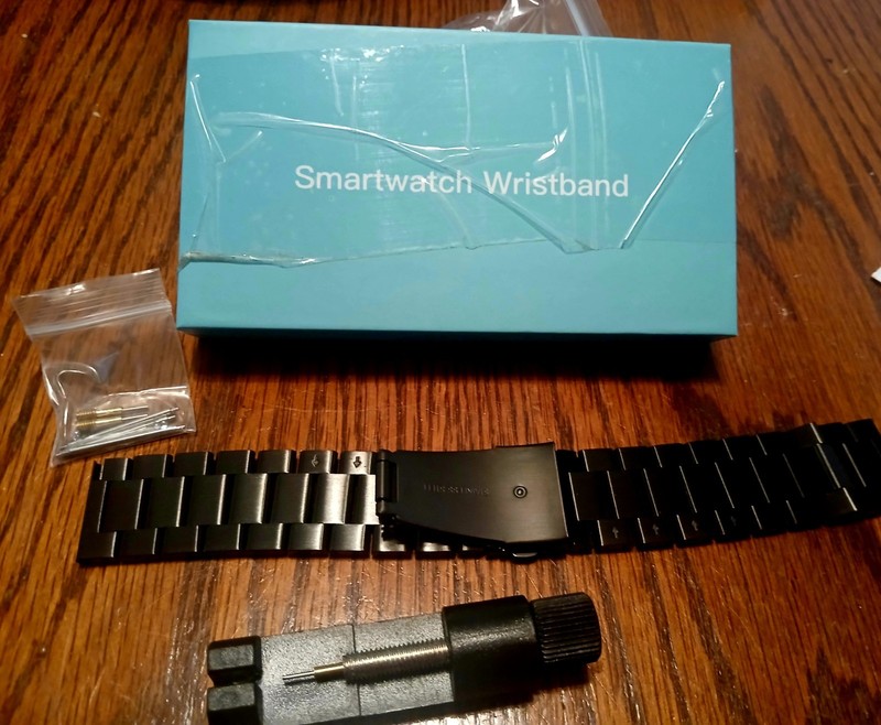 SMARTWATCH BLACK METAL WRISTBAND WATCHBAND 7 INCH