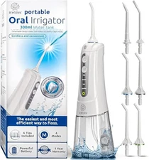 B. WEISS WATER FLOSSER CORDLESS PICK FOR TEETH 4 MODES GENTLE ON GUMS - WHITE