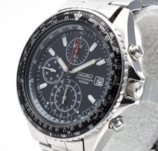 Seiko Flightmaster 7T92-0CF0 Chronograph Pilot Men's Quartz Black Dial 100M