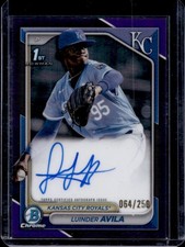 2024 Bowman Chrome Luinder Avila Auto Purple Refractor 1st Prospect #/250 Royals