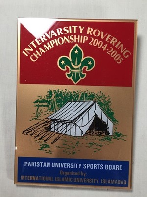 2004 International Rover Scout Pakistan University Sports Board Boy Scout Sign