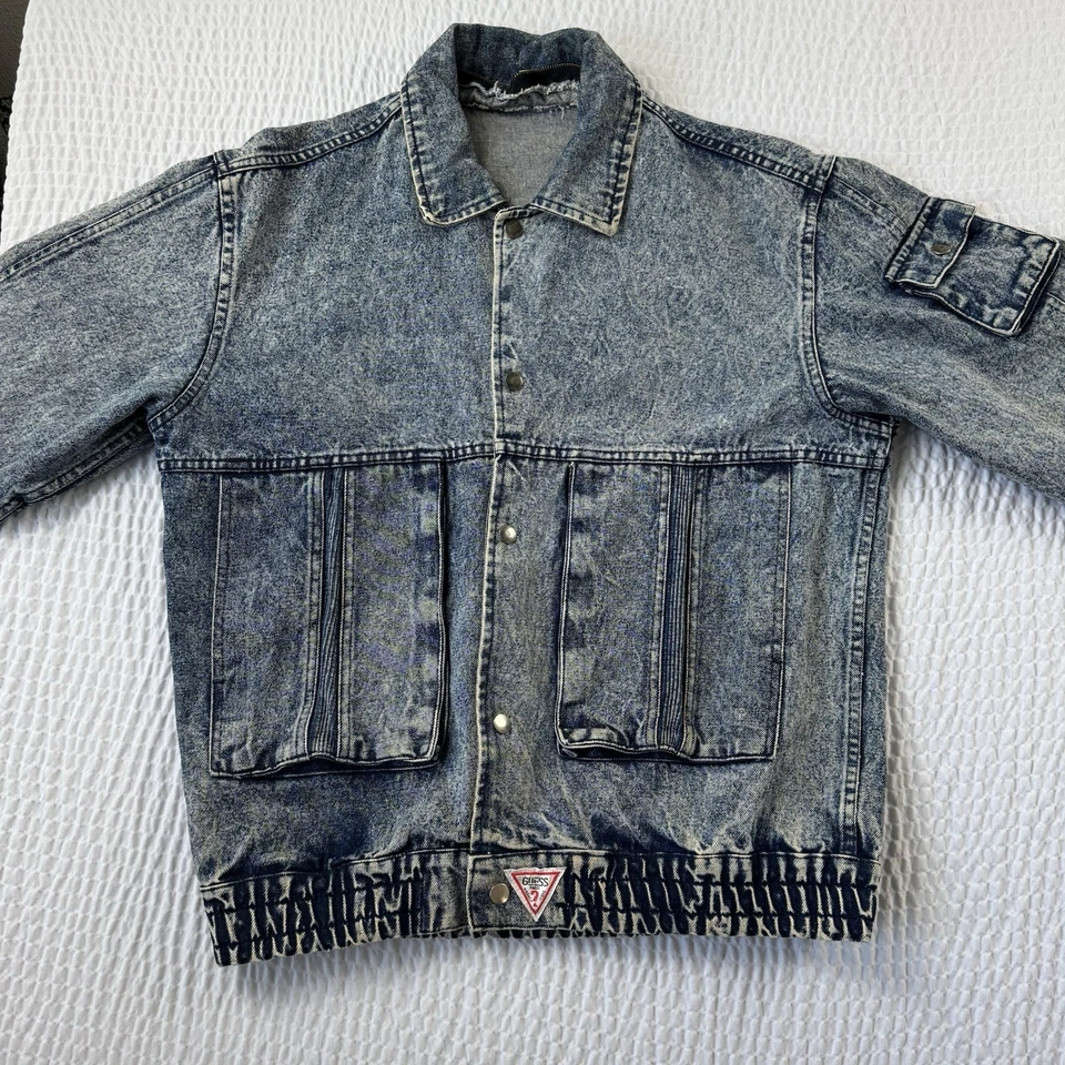 Vintage Guess Jeans Acid Wash Denim Jacket Size XL RARE HTF - Image 2 of 4