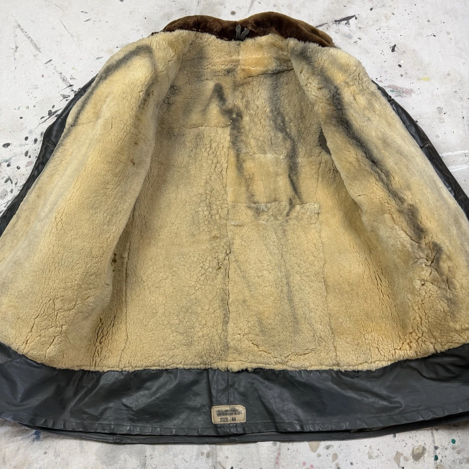 Vintage 40s WW2 US Navy Rubberized Barnstormer Deck Jacket Coat Sz 44 Military image 4