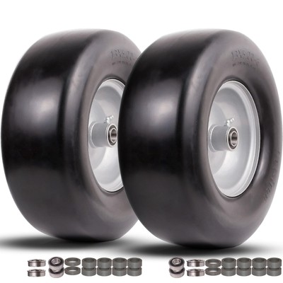 13x5.00-6 Flat Free Tire and Wheel,Front Zero-Turn Smooth Tire Assembly Repla...