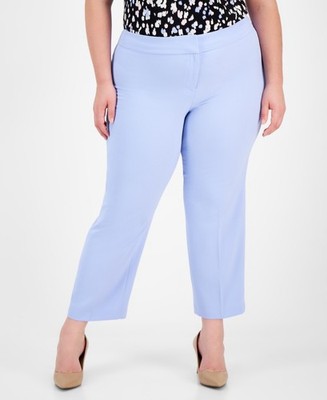 Kasper Plus Size Straight-Leg Pants Women's 24W California Sky Zip/Hook & Bar