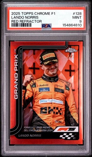 Lando Norris  Red Refractor /5  2025 Topps Chrome F1 PSA 9 - Pop 1 True Red