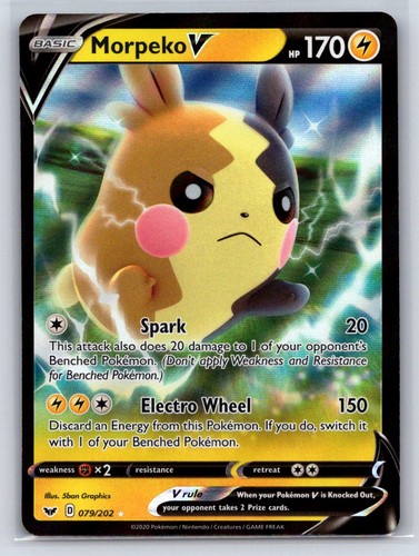 Morpeko V 079/202 Holo V Rare Sword & Shield Pokemon Near Mint