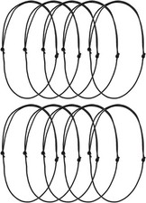 Set of 10 Adjustable Leathers Cords Necklace Rope Black Choker