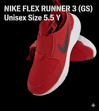 NIKE FLEX RUNNER 3 GS university Red /White, Kids Running Shoes Size 5.5 Y