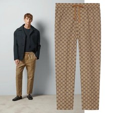 GUCCI PANTS MENS GG LOGO COTTON BLEND DRAWSTRING WAIST 1,150 sz 62 / US 48