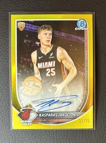 Kasparas Jakucionis 2025-26 Bowman Chrome Auto Yellow Refractor /75 RC!