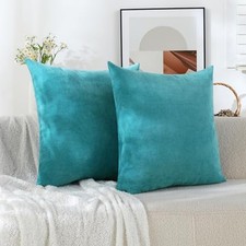 Soft Throw Pillow Covers Decorative 18" x 18" Pack of 2 Turquoise Blue