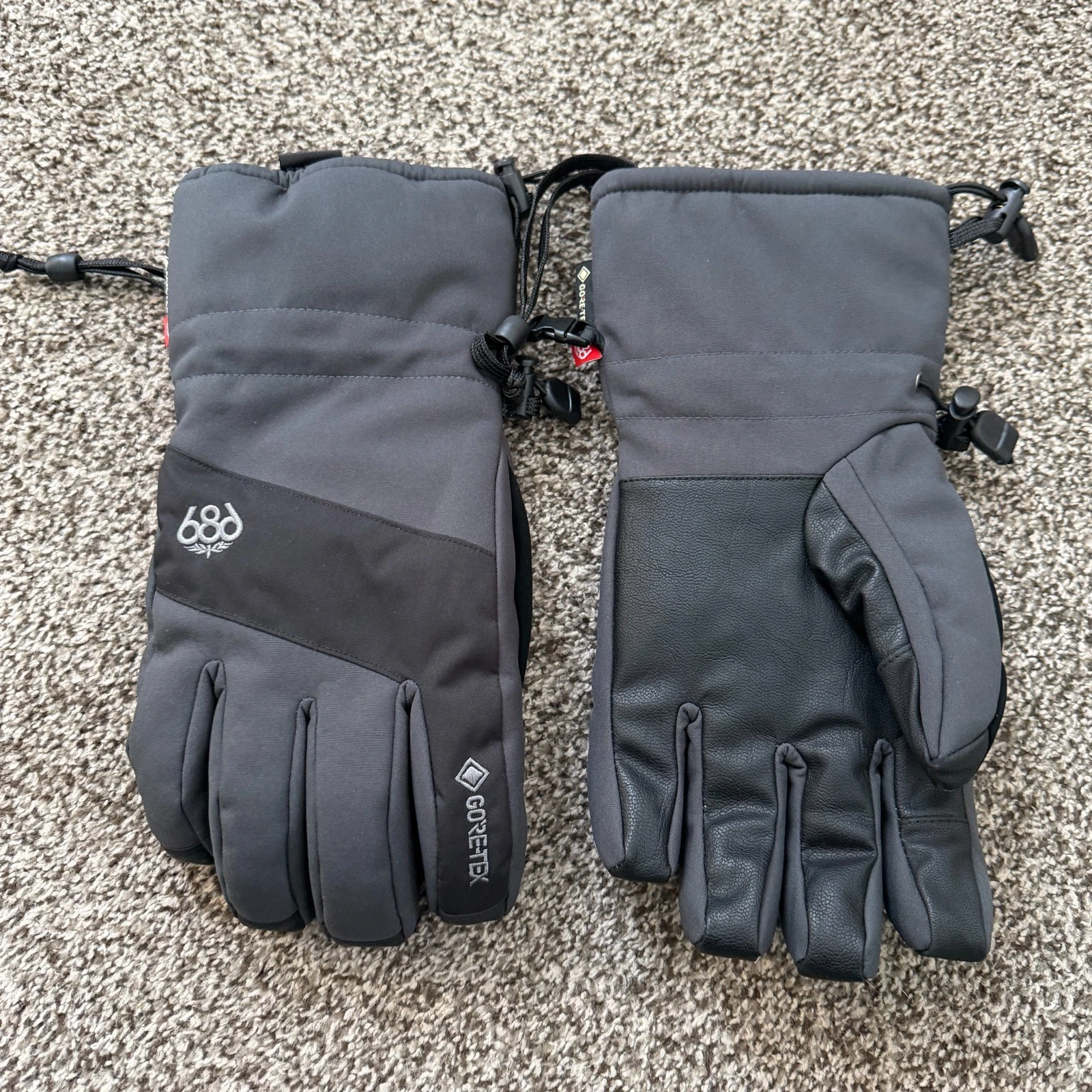 Mens XL 686 GORE-TEX Linear Glove Black Gray Waterproof Warmest Seirus Plus Warm