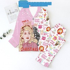 Dolly Parton Christmas Have A Holly Dolly Christmas Satin Pajamas Set