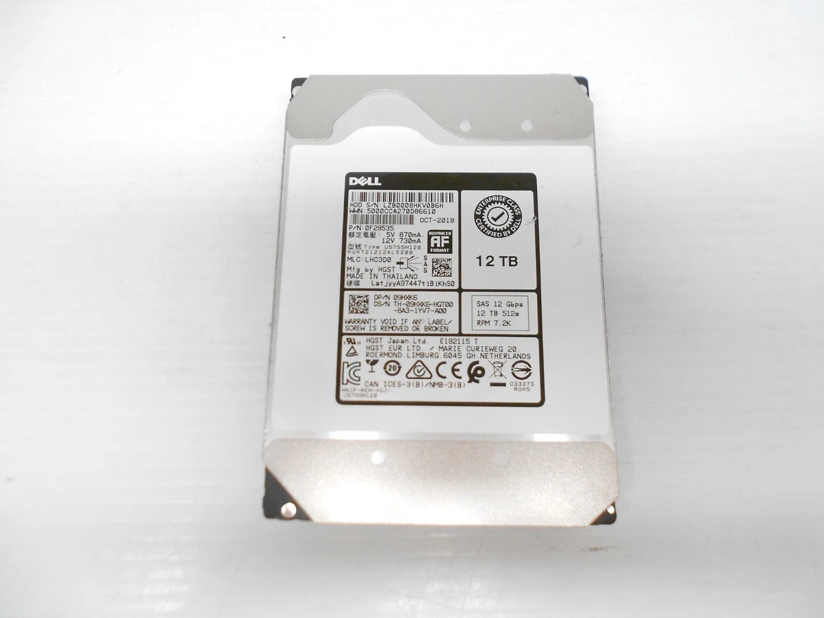 Dell SAS Internal Hard Disk Drives 12 TB Storage Capacity for sale