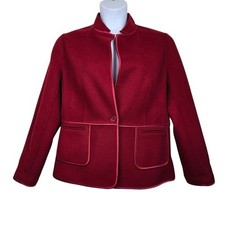 Talbots Womens Red Wool Satin Trim Grace Fit Blazer Size 16P NWT