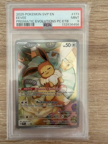 PSA 9 Eevee 173 SVP EN Prismatic Pokemon Center Stamped ETB Promo Card MINT