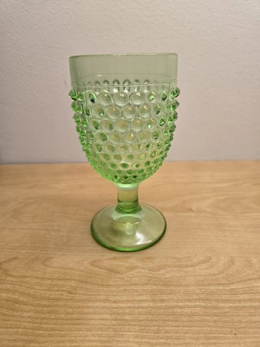 Vinatge Light Green Hobnail Goblet