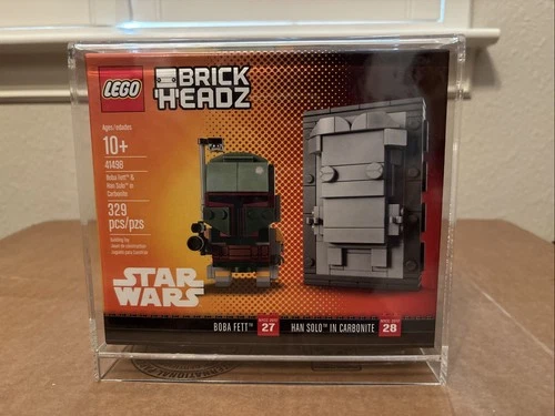 NISB Lego NYCC Star Wars Brickheadz 41498 Boba Fett & Han Carbonite #4298 w/case
