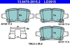 BREMSBELAGSATZ FÜR OPEL INSIGNIA B GRAND SPORT (Z18) - ATE 13.0470-2615.2