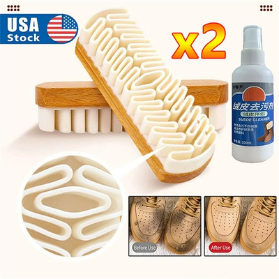 #ad 2X Crepe Rubber Brush And Remover For Suede Nubuck Shoes Boots Bags Cleaning $18.98