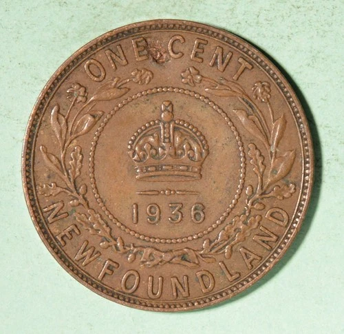 Photo of a 1936 Newfoundland Large Cent from an eBay listing that sold on Jun 14, 2026