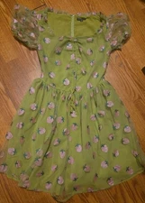 Smak Parlour Strawberry Print Flare Dress - Size Medium