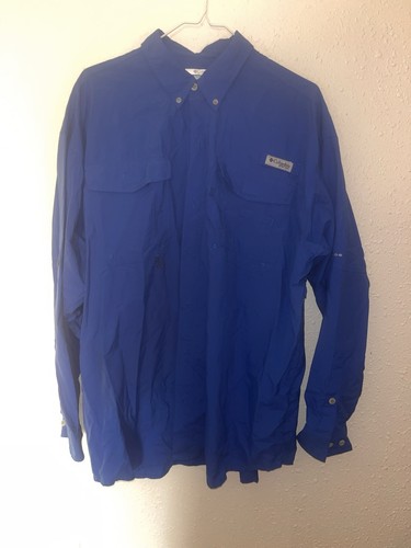 Chemise Columbia PFG Pour Homme, Taille L, Manches Longues, Bleue, Protection UV, état Très Bon