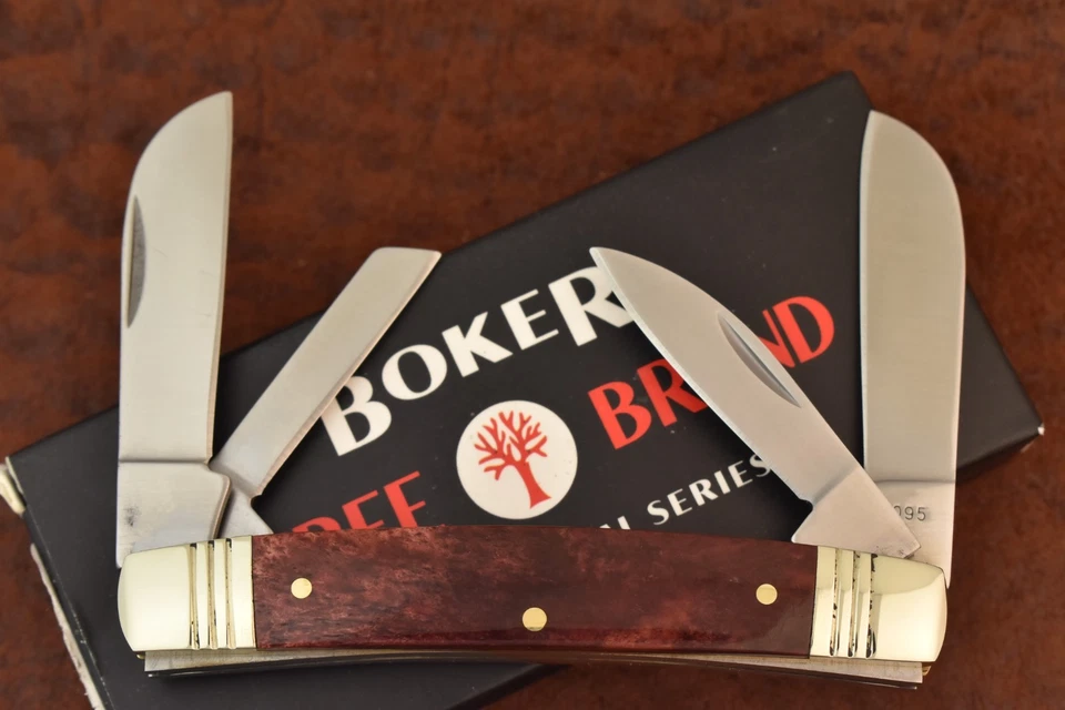 BOKER TREE BRAND PREMIUM 4 BLADED CONGRESS KNIFE NICE SMOOTH CHESTNUT BONE - Image 4 of 4