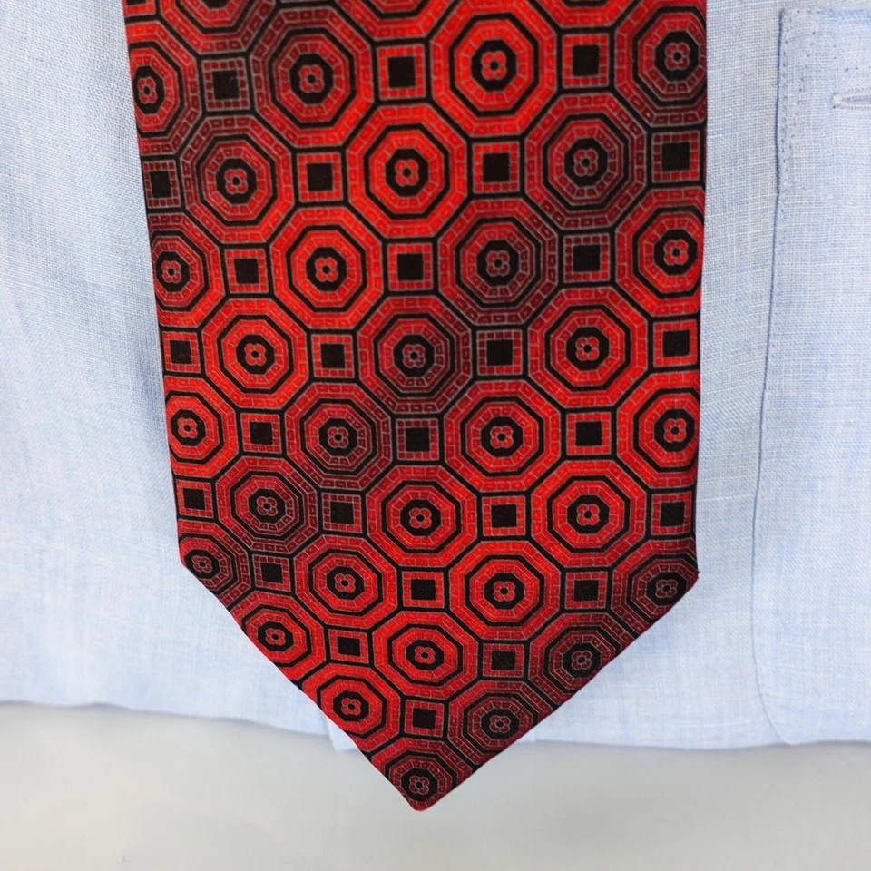 Corbata de cuello TODAYS MAN para hombre roja seda diseñador traje brillante medallón tejido Foto 2 de 4