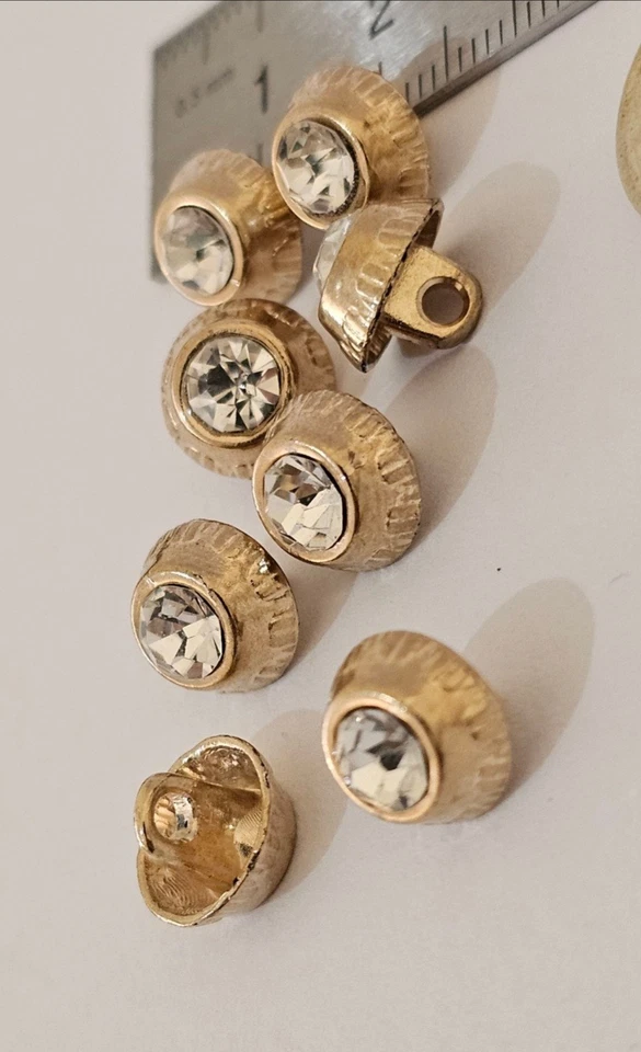 Metal Gold Buttons 10 mm Stone Button. Footed Metal Gold Button. 10 Pieces - Image 4 of 4