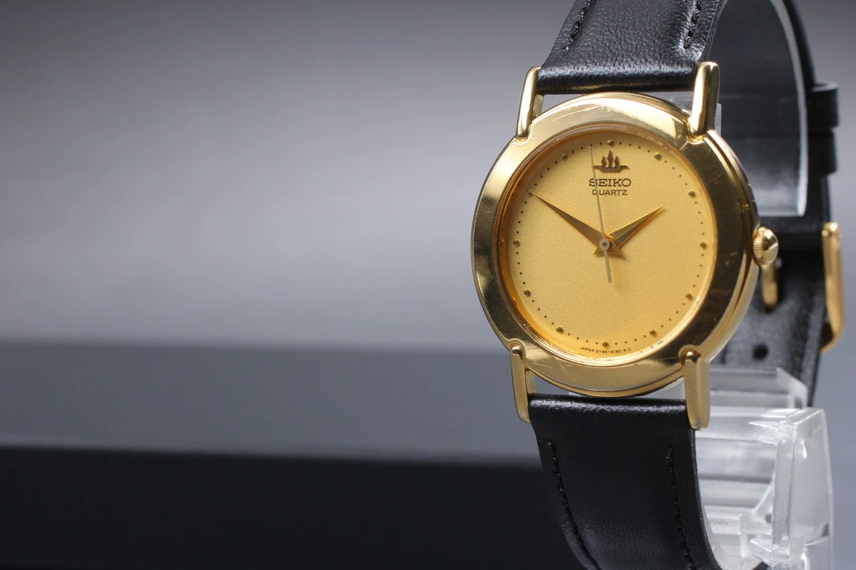Vintage 1990 Exc+5 Seiko Galaxy 5Y95-6010 Gold Quartz Mens Watch