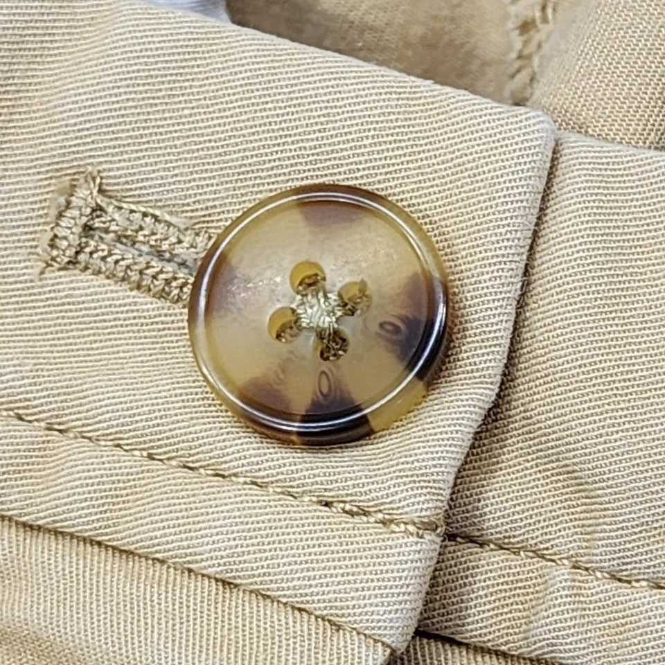 Talbots Pants Womens 10 Tan Blue Embroidered Birds Relaxed Chino Mid Rise Ankle - Image 2 of 4