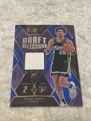 COLBY JONES 2023-24 PANINI SELECT DRAFT SELECTIONS ROOKIE PATCH BLUE PRIZM #d/75