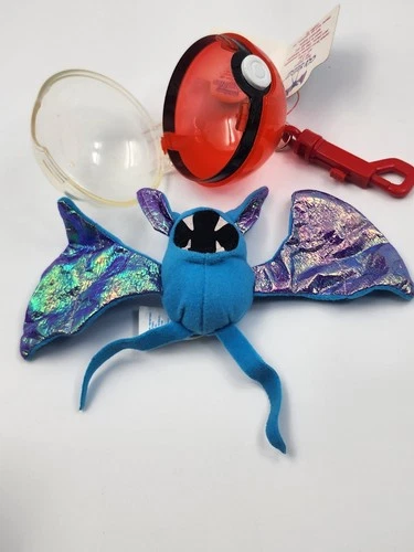 RARE SHINY Applause Zubat Pokemon Playables Plush Pokeball Keychain vintage toy