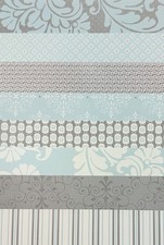SCRAPBOOK PAPER / LIGHT BLUES GREY PATTERNED / 12 X 12 / 8 SHEETS