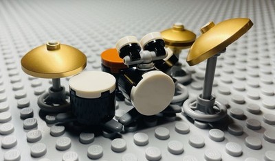 Custom Lego MOC Drum Kit Accessory Set + Instructions (Black)