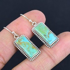Turquoise Gemstone 925 Sterling Silver Drop Dangle Handmade Earrings For Gift