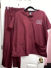 Angel Brand Porterville Scrub Set Unisex Top  Pants Burgundy Large Adult