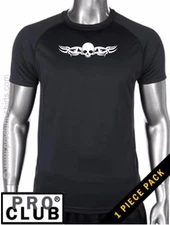 Pro Club Men's Skull Hipster Funny R & R Tattoo DryPro MMA Gym Polyester T-Shirt