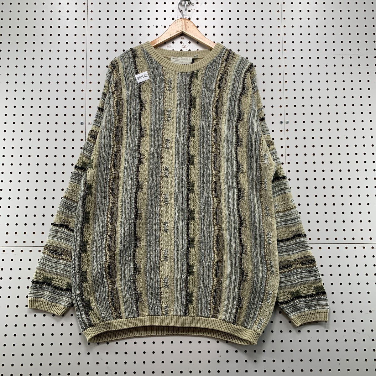 Vintage 90s Natural Exchange 3D Knit Coogi Sweater Mens 2XLT Beige