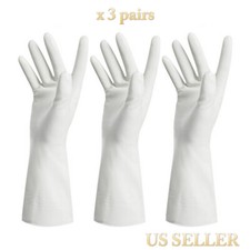 3 pairs Dishwashing Scrubber Washing Rubber Scrub White Gloves Kitchen Cleaning