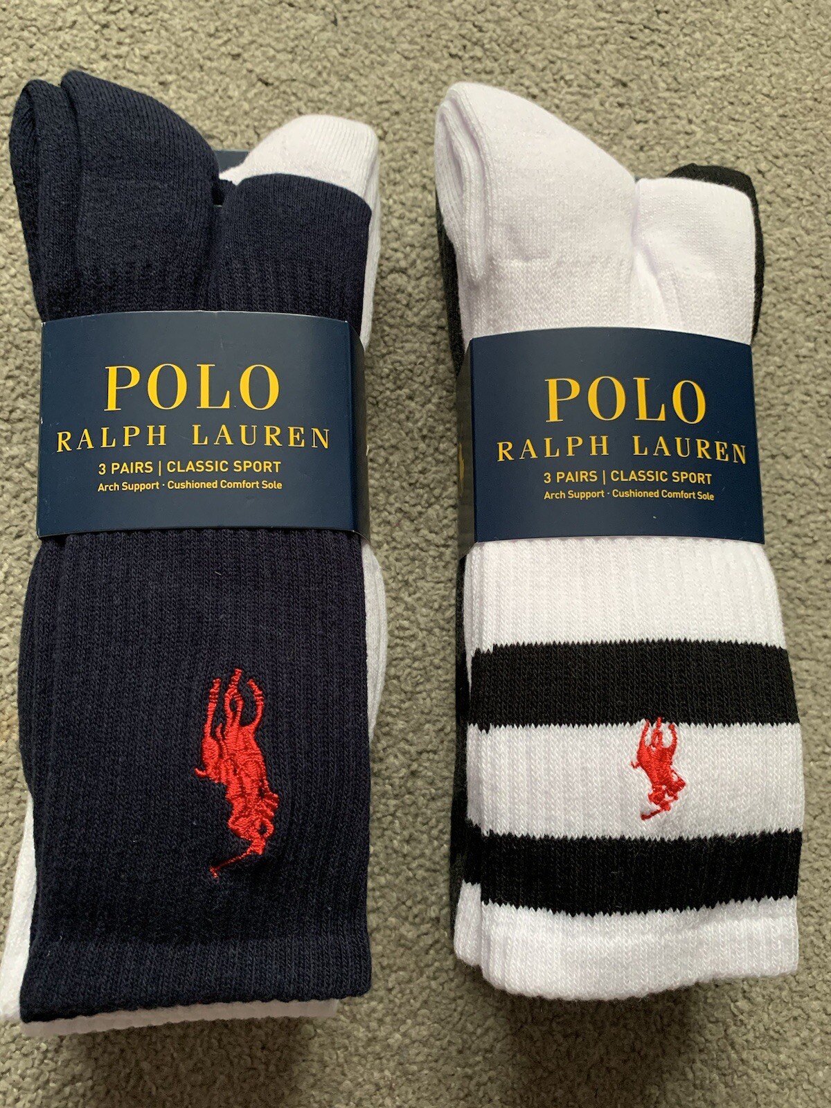 PONY Calze Polo Ralph Lauren varie 3 paia di calze sportive ammortizzate 7 11