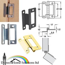 Pair Of Cranked Flush Hinges 15-19mm Door Thickness Zinc / Brass / Bronze Plated